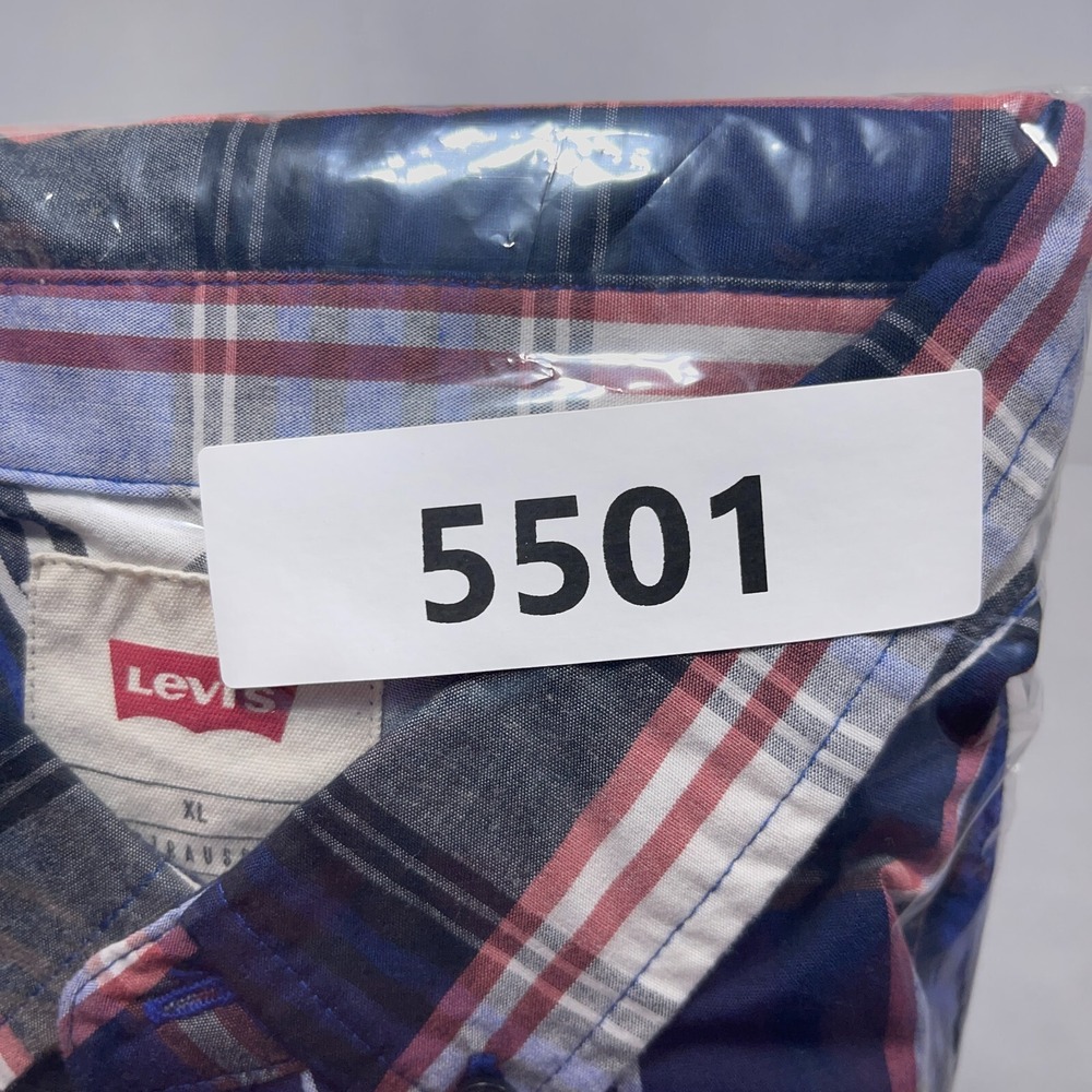 Levis Plaid Button Down Shirt Teen XL Regular Fit Blue White Red Casual Western - Picture 11 of 11